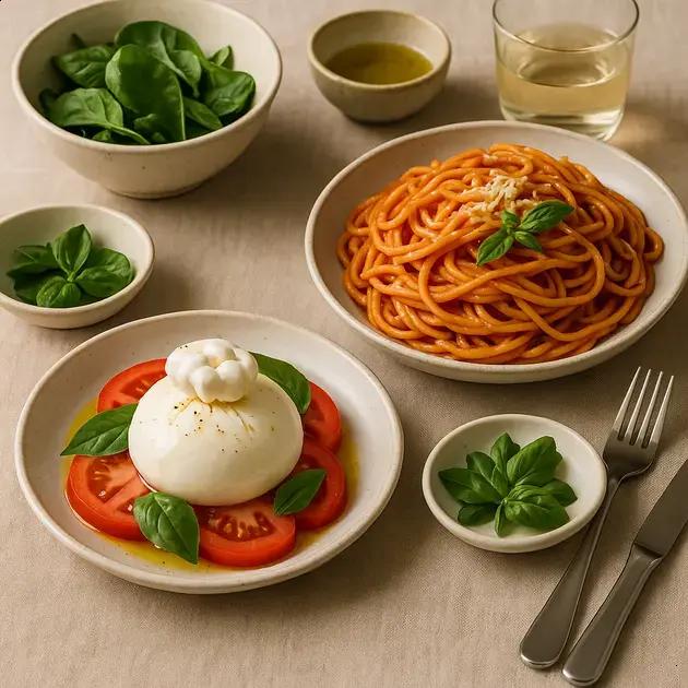Complete Dinner Menu Featuring Burrata as the Star Ingredient